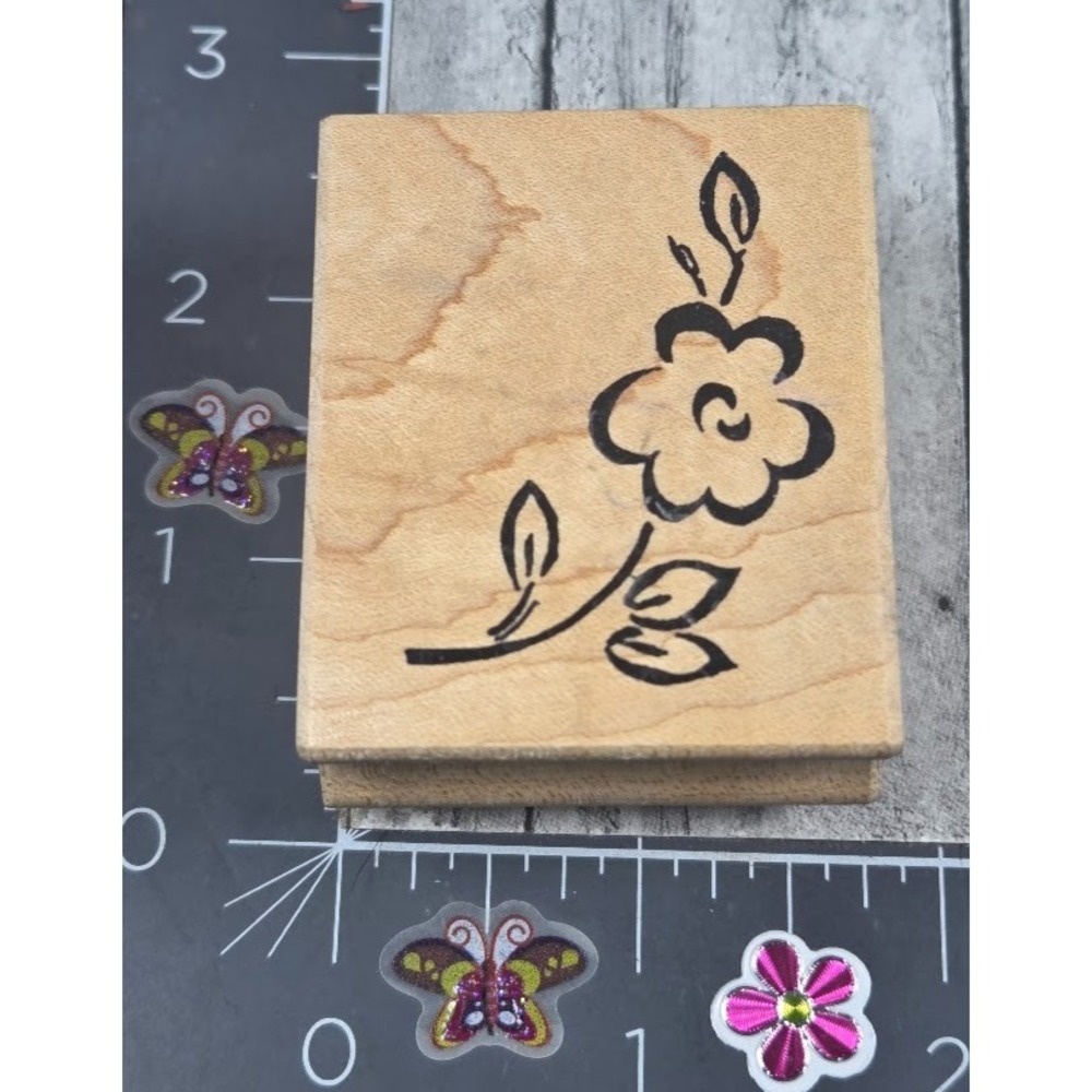 Great Impressions Flower Floral Corner D05 Rubber Stamp Wood #P45